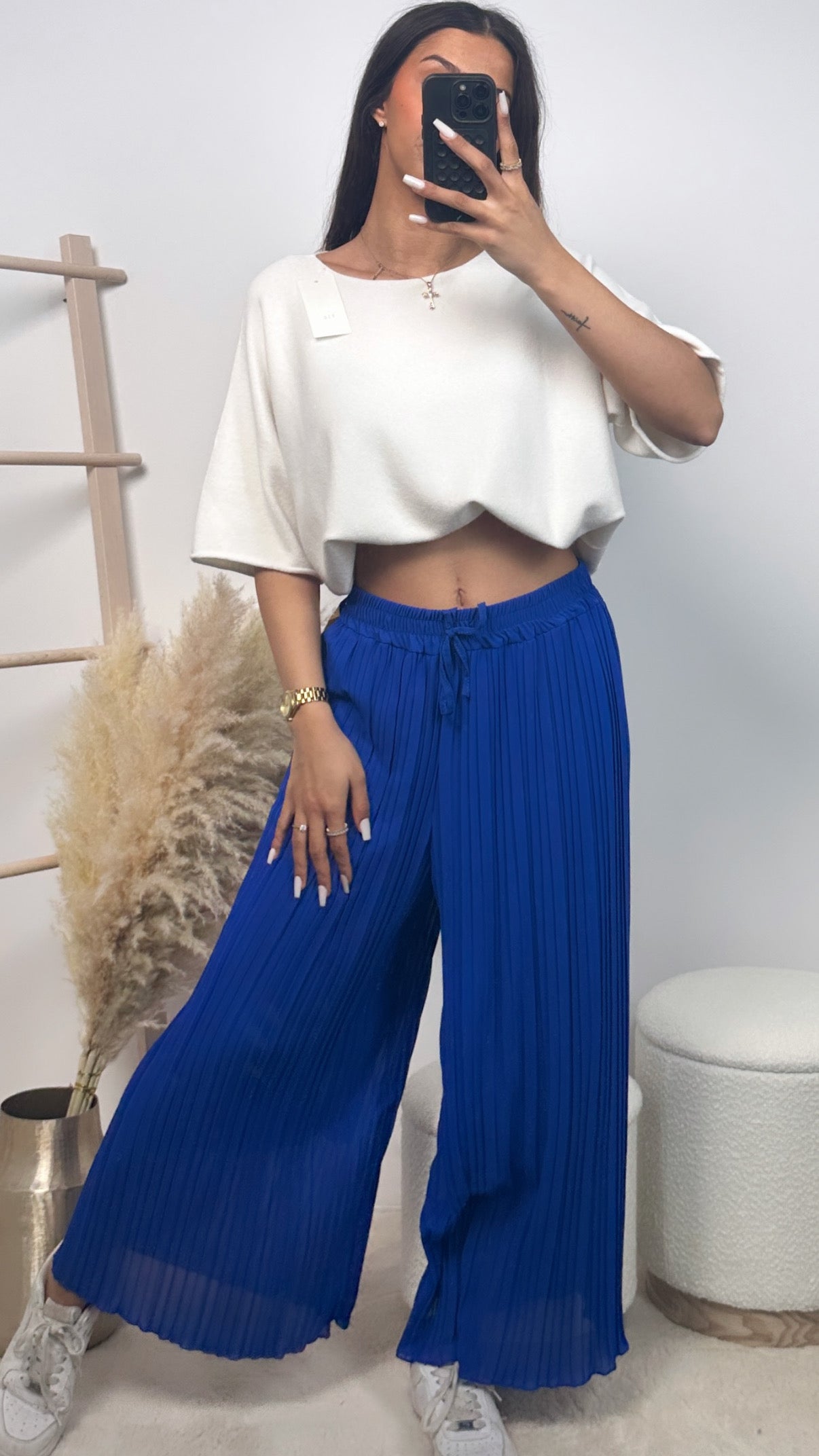Pantalones plisados azul
