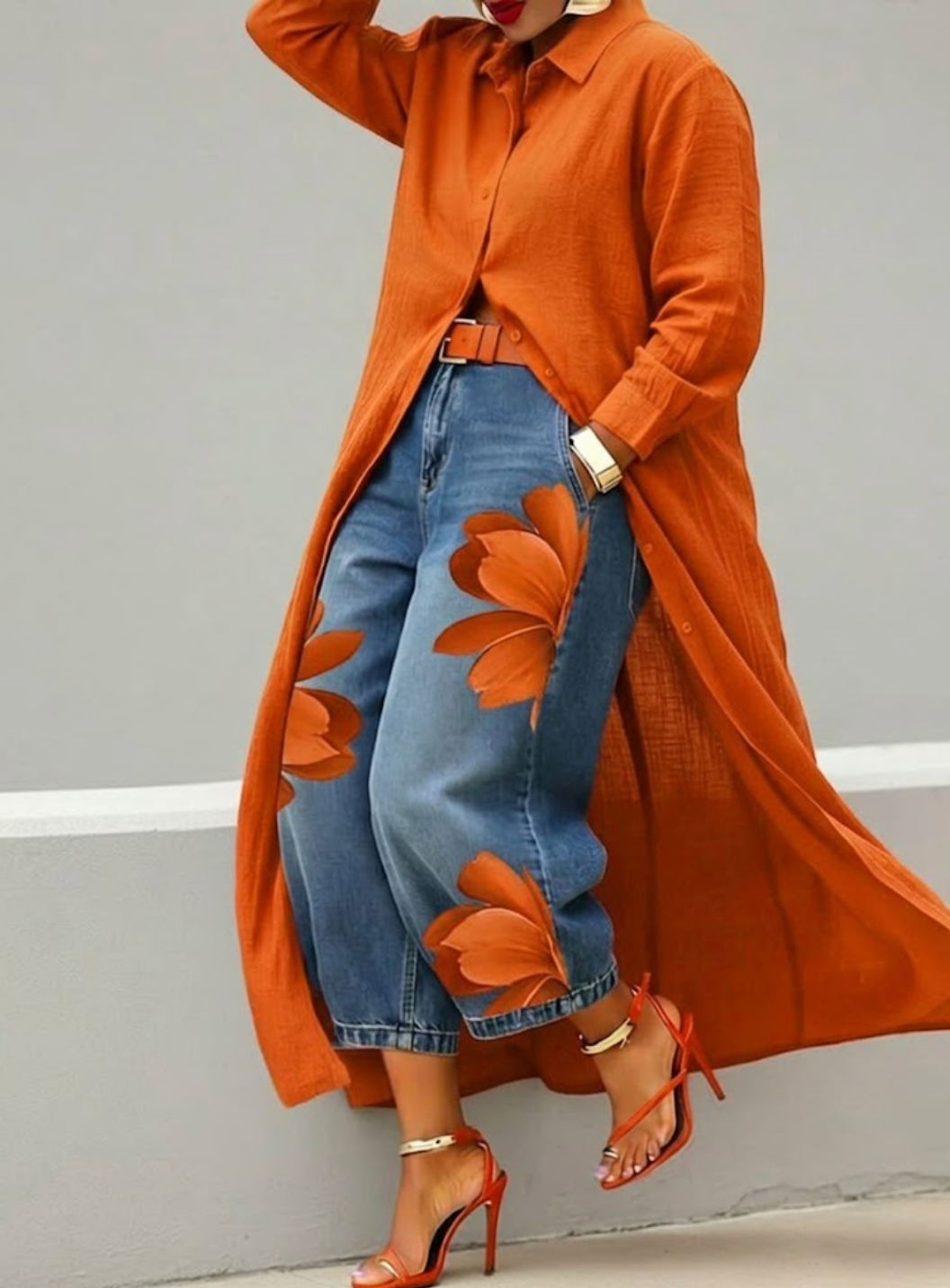 Conjunto Red Flower vaqueros + camisa