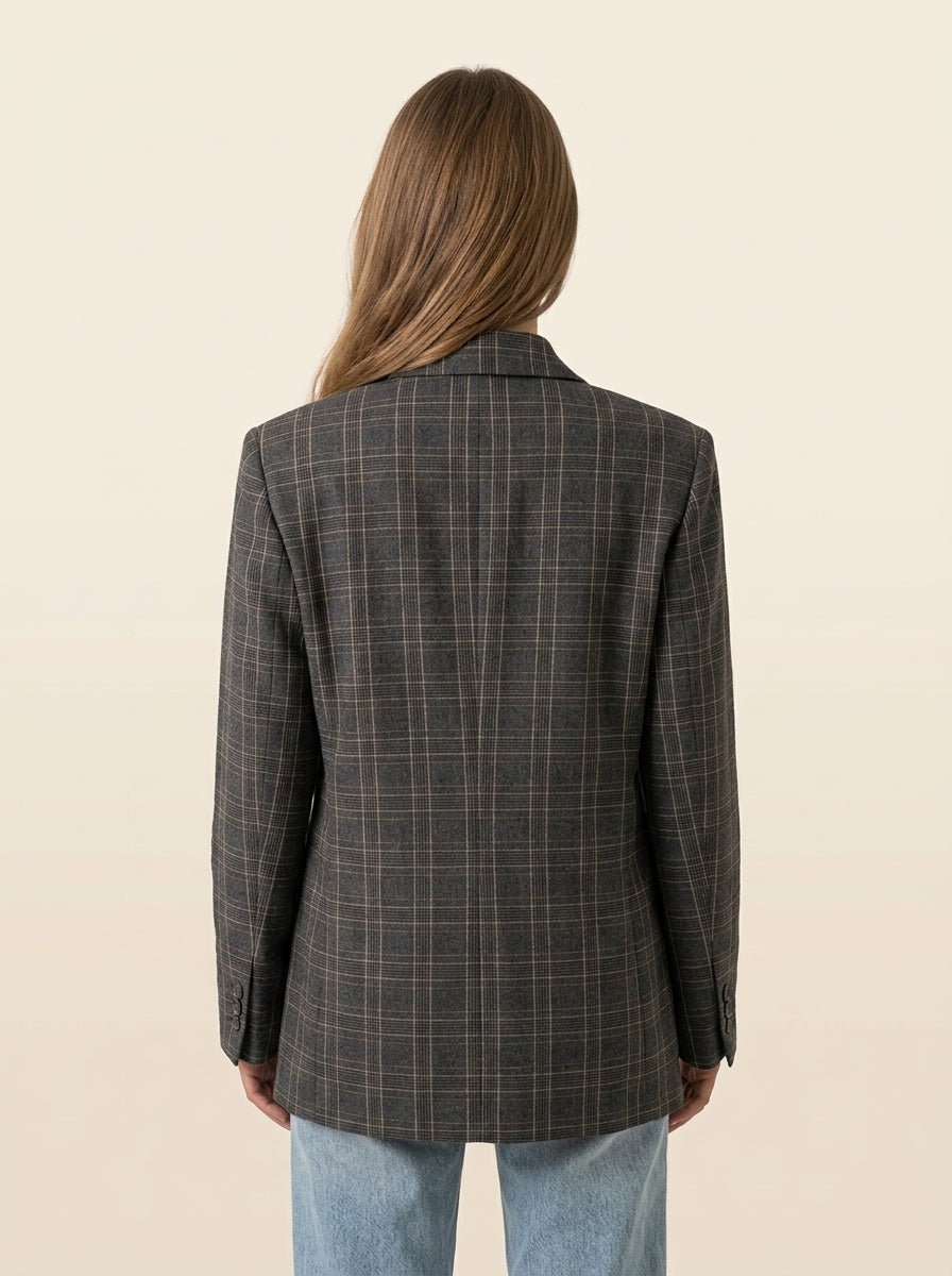 Blazer de Cuadros Gris