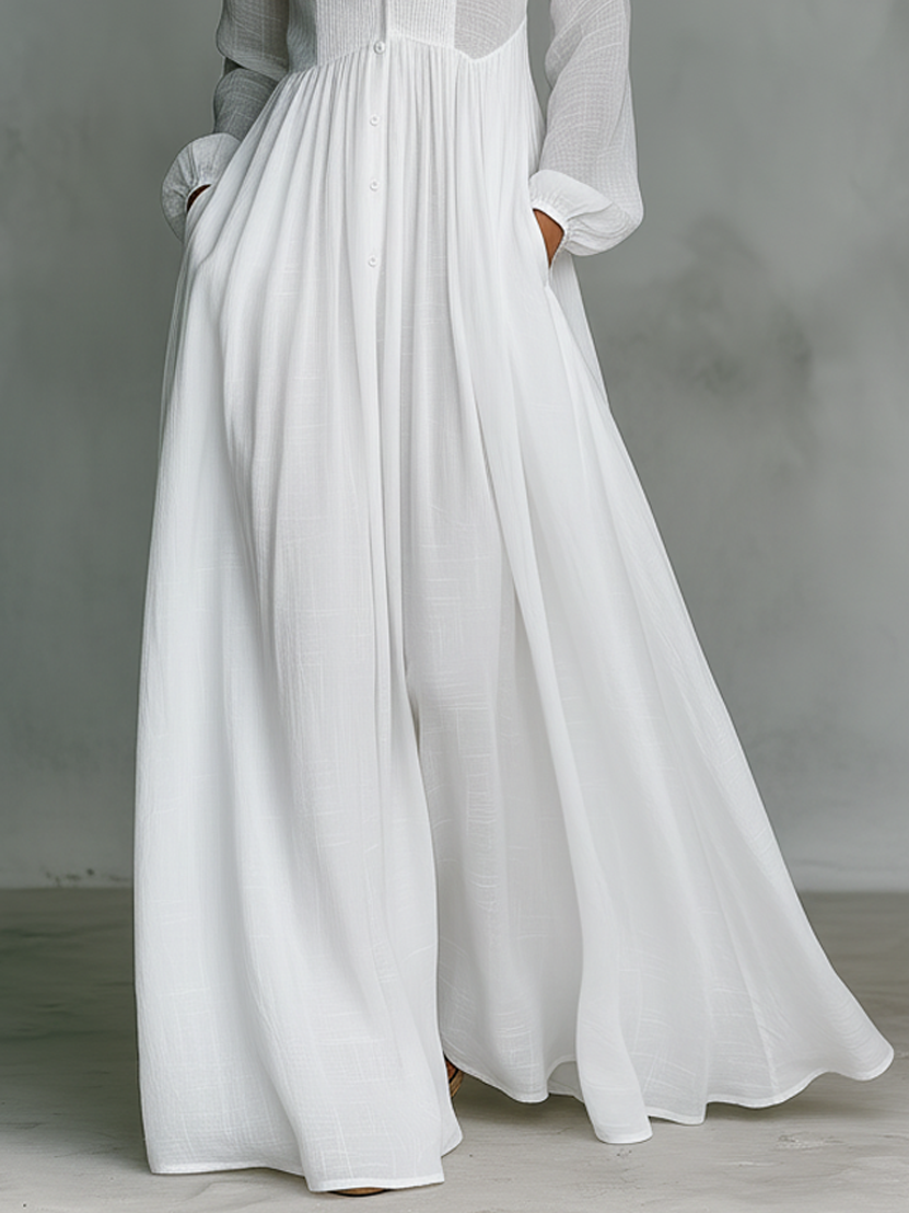 Alessia | Vestido maxi minimalista de algodón y lino