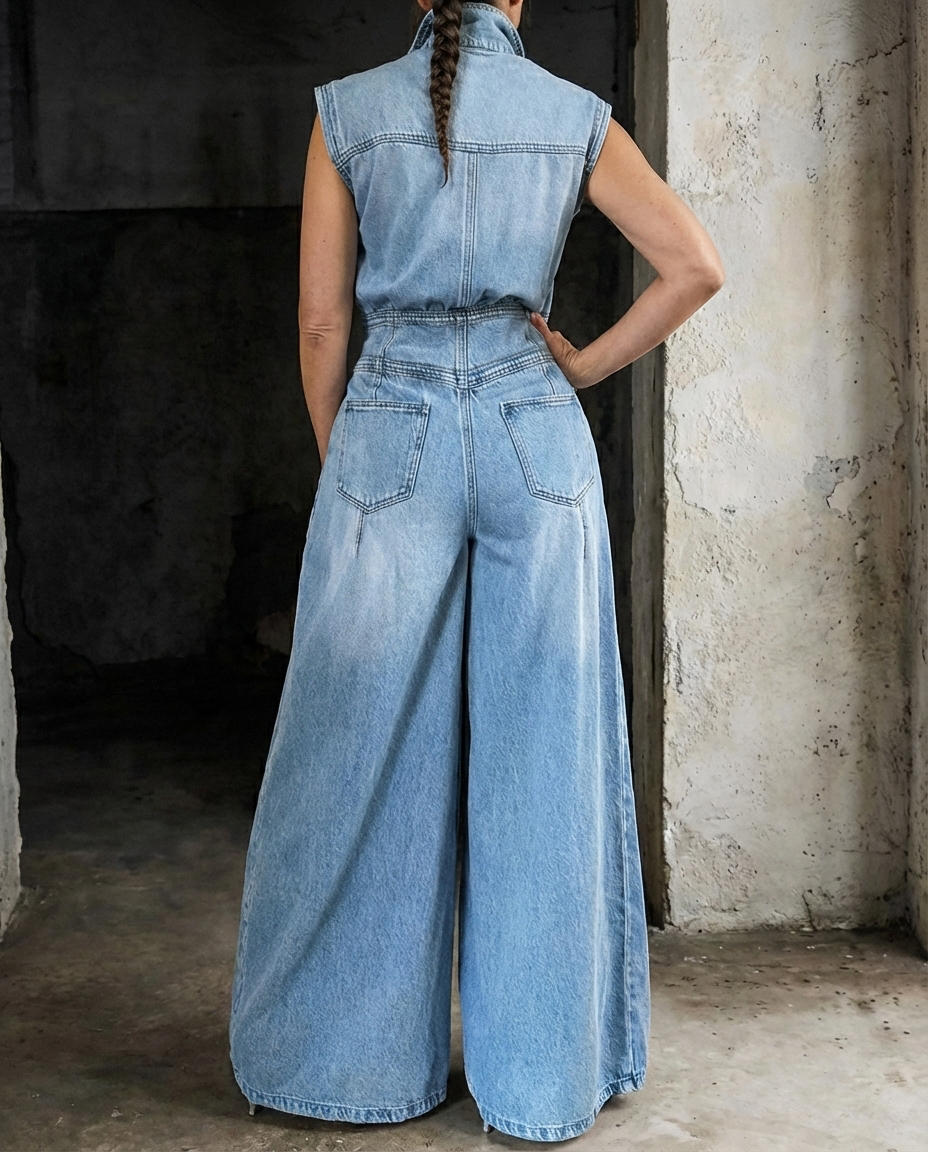 Mono de denim holgado y entallado