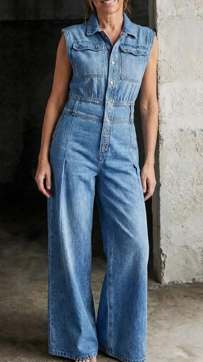 Mono de denim holgado y entallado