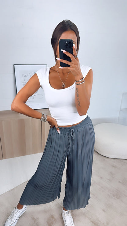 Pantalones plisados gris oscuro