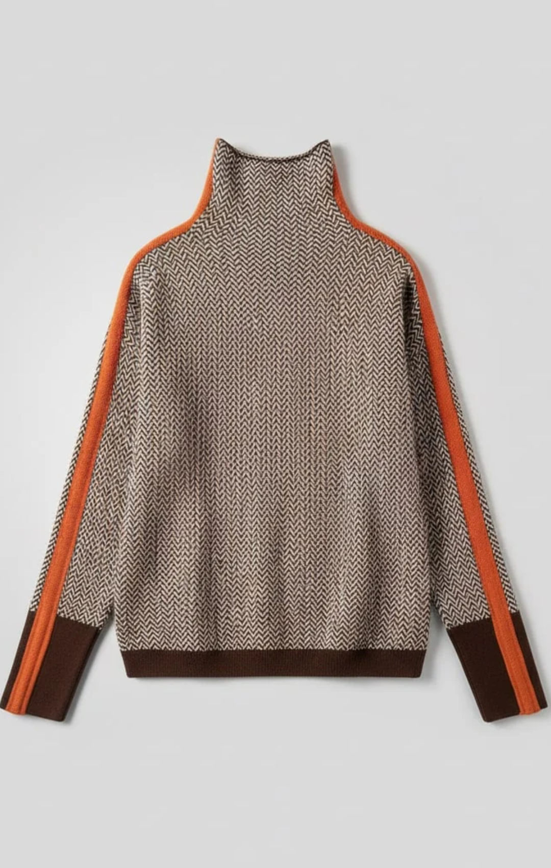 Jersey de cuello alto con rayas en contraste