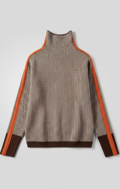 Jersey de cuello alto con rayas en contraste