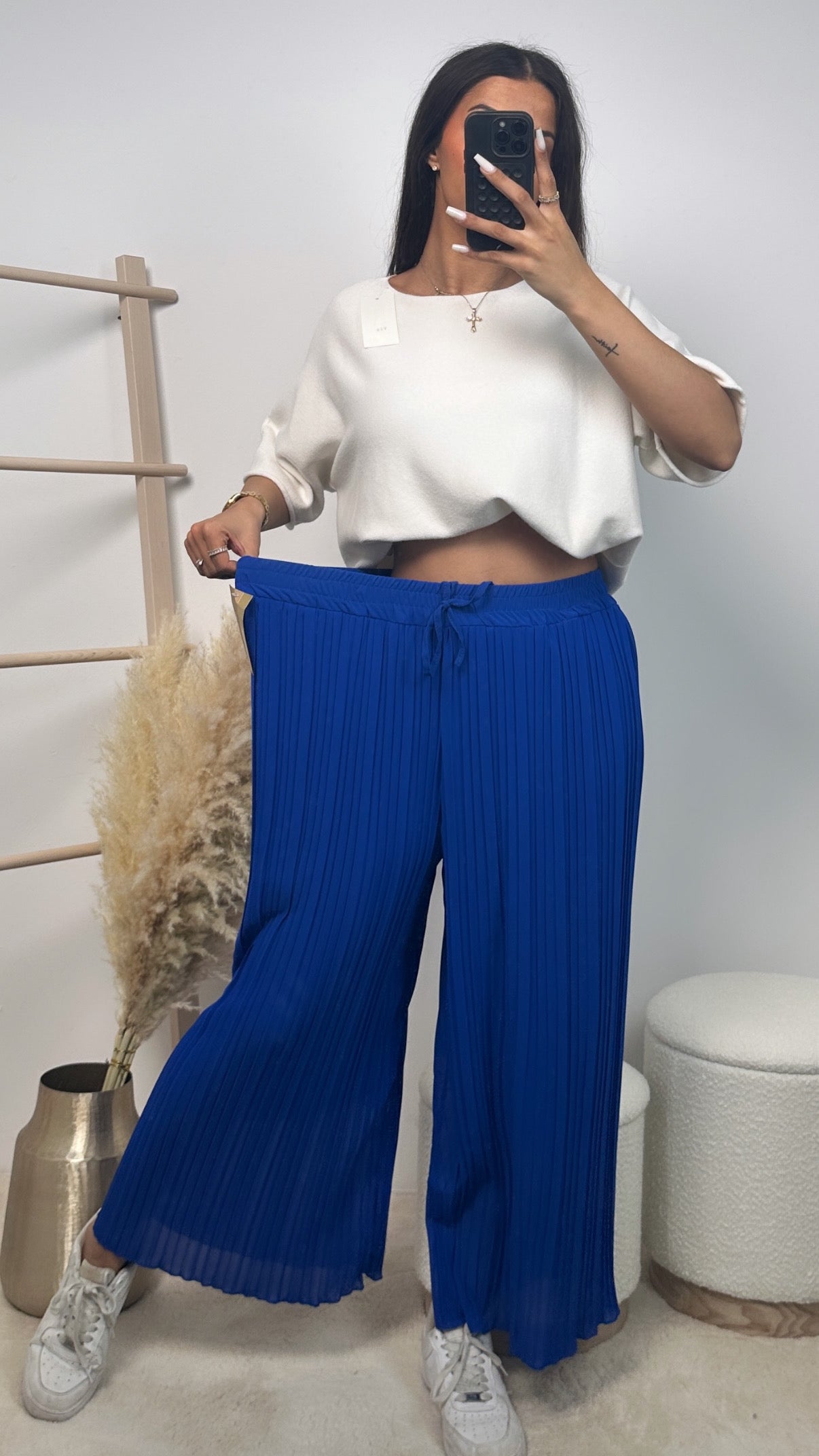 Pantalones plisados azul
