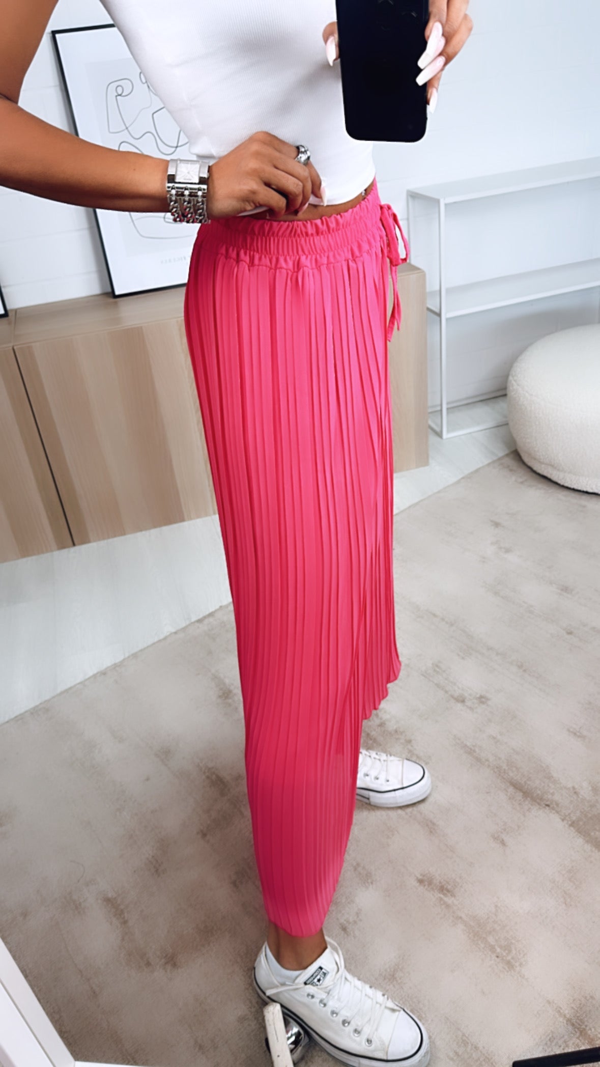Pantalones plisados rosa