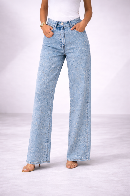 Vaqueros de pierna recta con strass