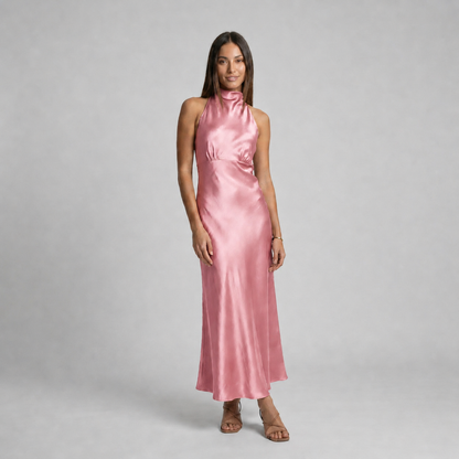 Vestido Lena Satinado de Corte Fluido con Espalda Abierta