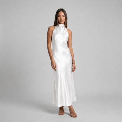Vestido Lena Satinado de Corte Fluido con Espalda Abierta