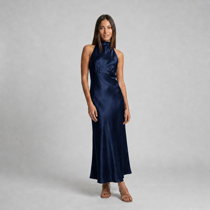 Vestido Lena Satinado de Corte Fluido con Espalda Abierta