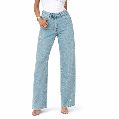Vaqueros de pierna recta con strass