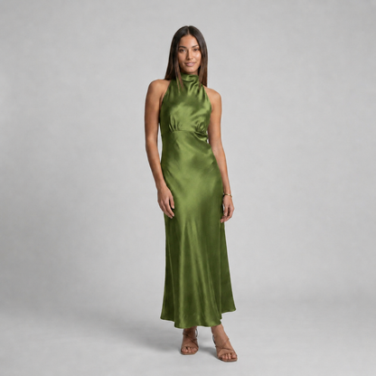Vestido Lena Satinado de Corte Fluido con Espalda Abierta