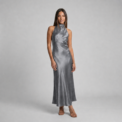 Vestido Lena Satinado de Corte Fluido con Espalda Abierta