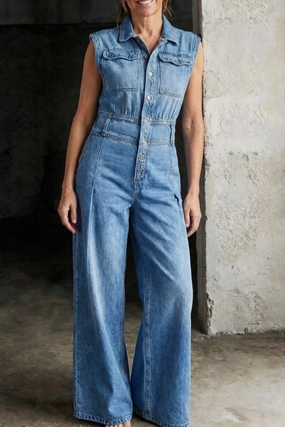Mono de denim holgado y entallado