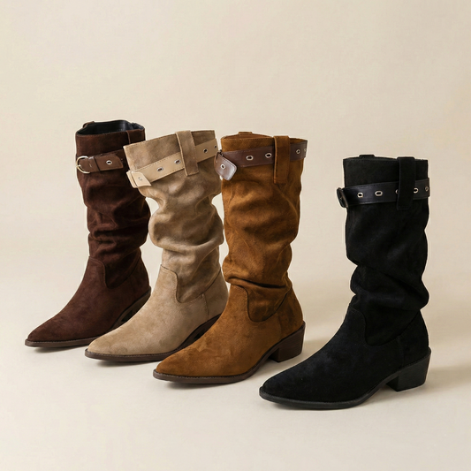 Botas vaqueras con tacón grueso y punta puntiaguda