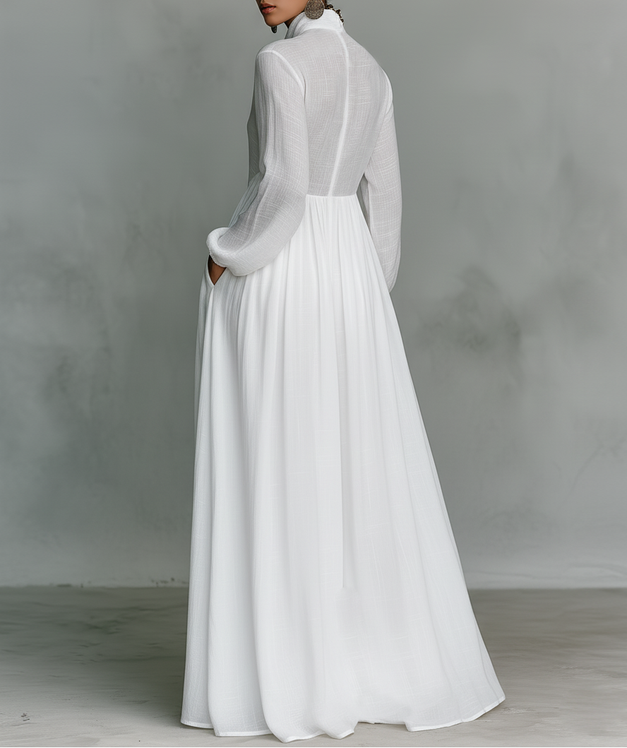 Alessia | Vestido maxi minimalista de algodón y lino