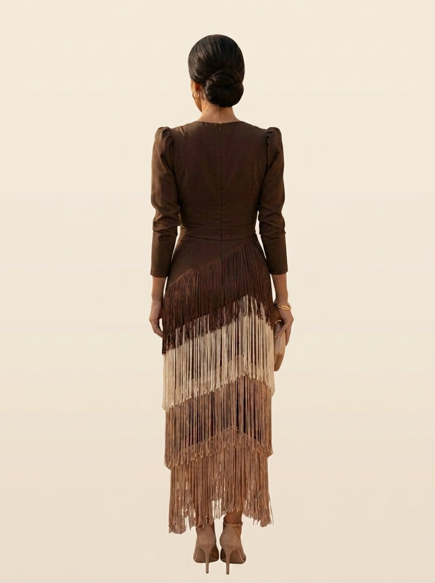 Vestido Flecos Salvia