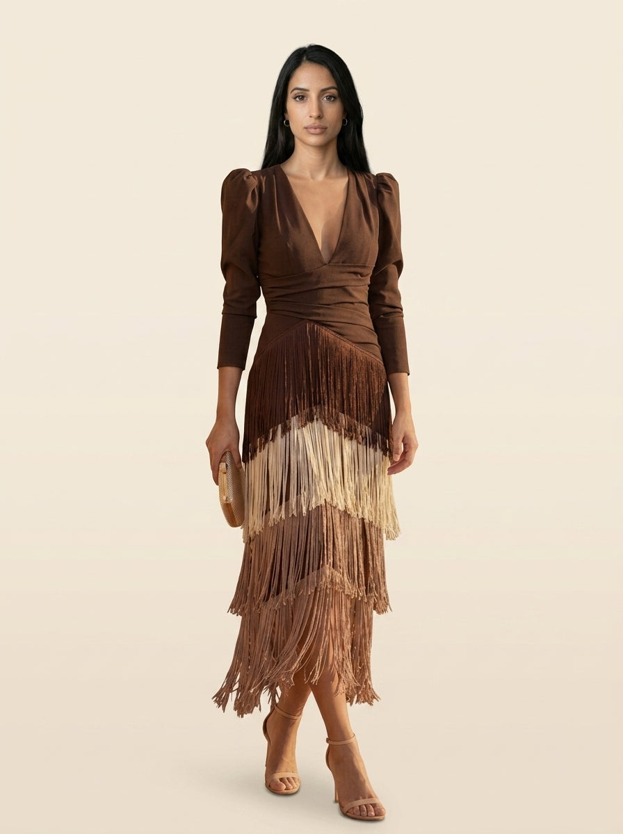 Vestido Flecos Salvia
