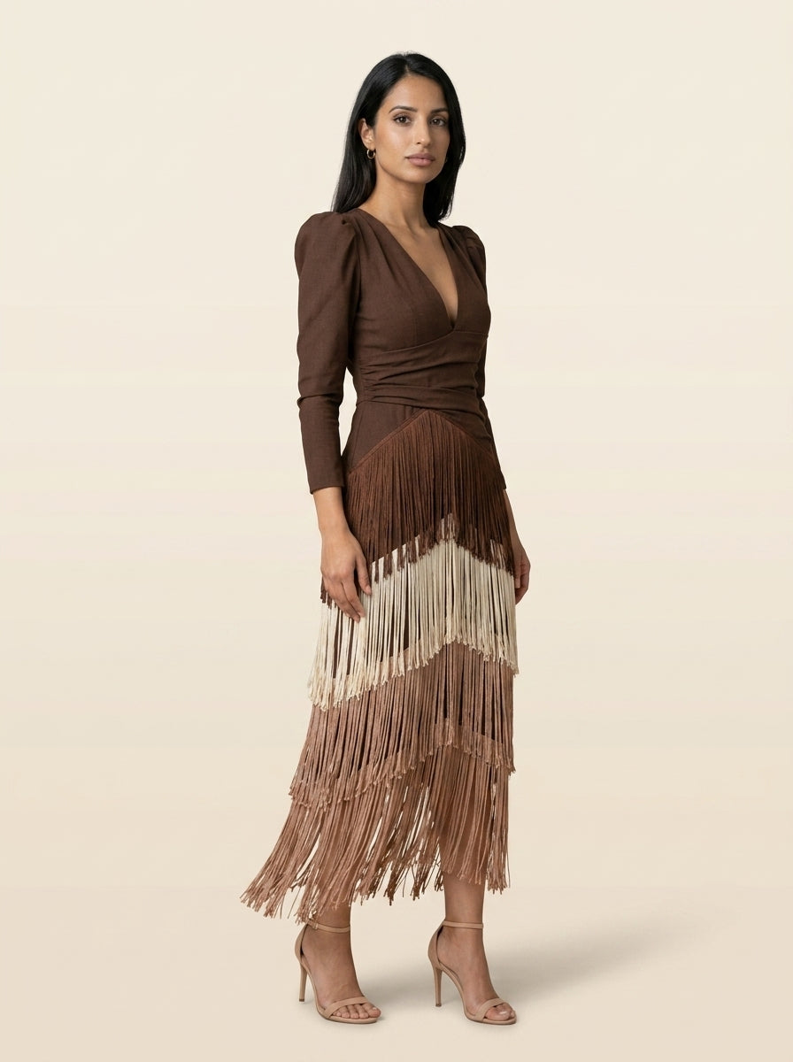 Vestido Flecos Salvia