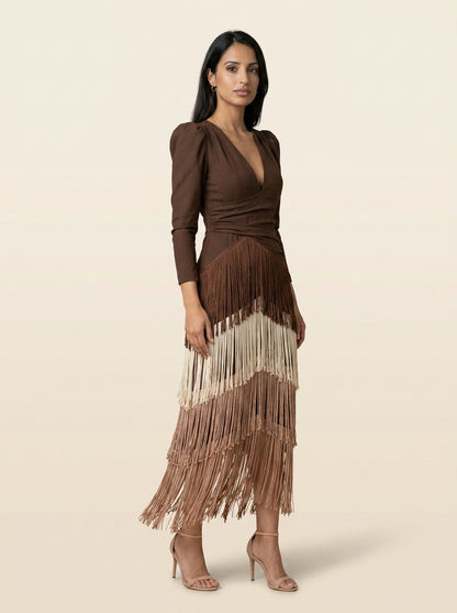Vestido Flecos Salvia