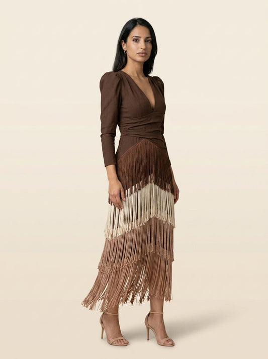 Vestido Flecos Salvia