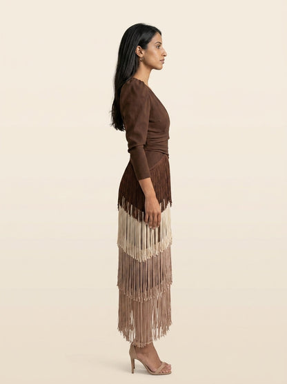 Vestido Flecos Salvia