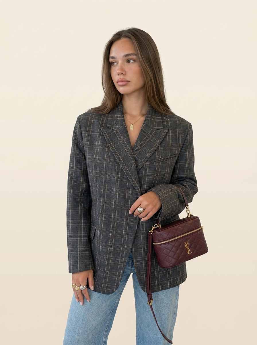 Blazer de Cuadros Gris
