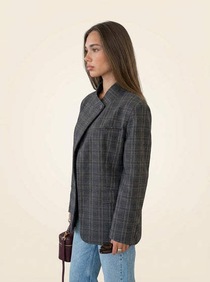 Blazer de Cuadros Gris