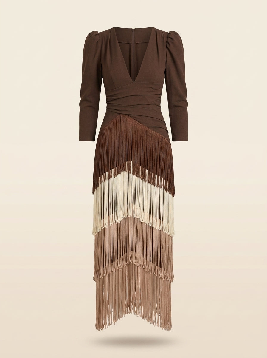 Vestido Flecos Salvia