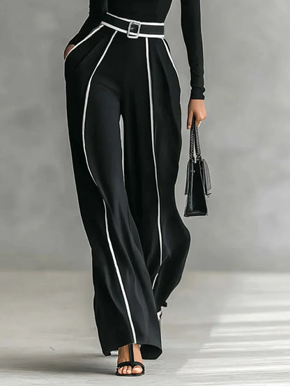 Emma | Conjunto elegante cuello alto y pantalón ancho