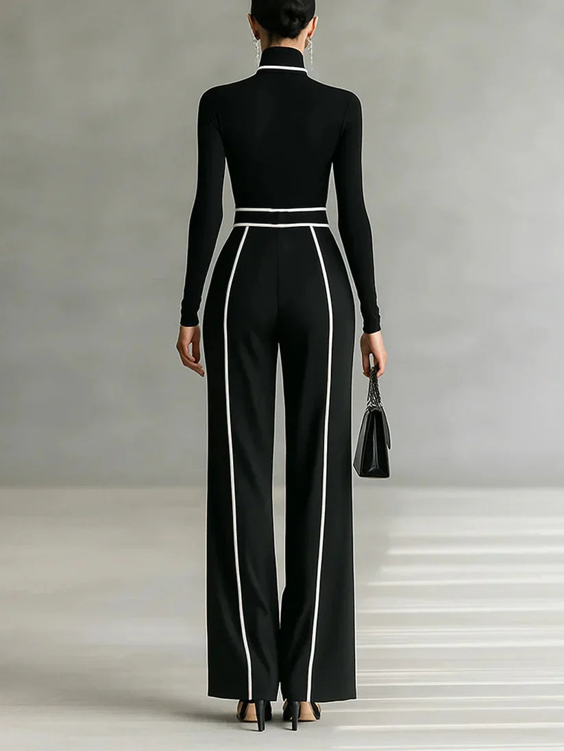 Emma | Conjunto elegante cuello alto y pantalón ancho