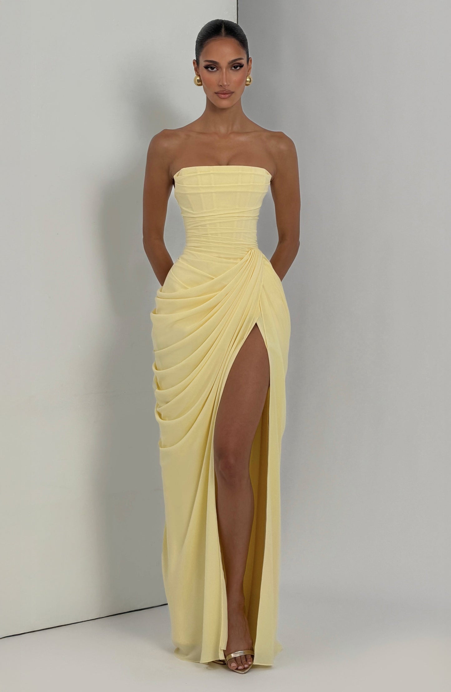 Vestido largo Cyra - Limón