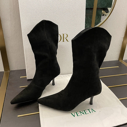 Botas vaqueras retro con punta puntiaguda