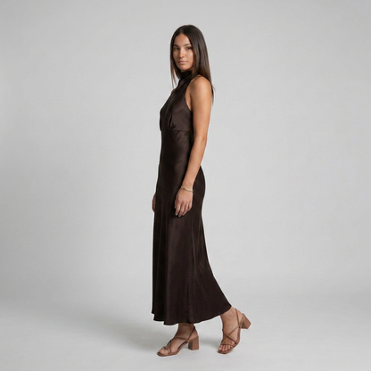 Vestido Lena Satinado de Corte Fluido con Espalda Abierta