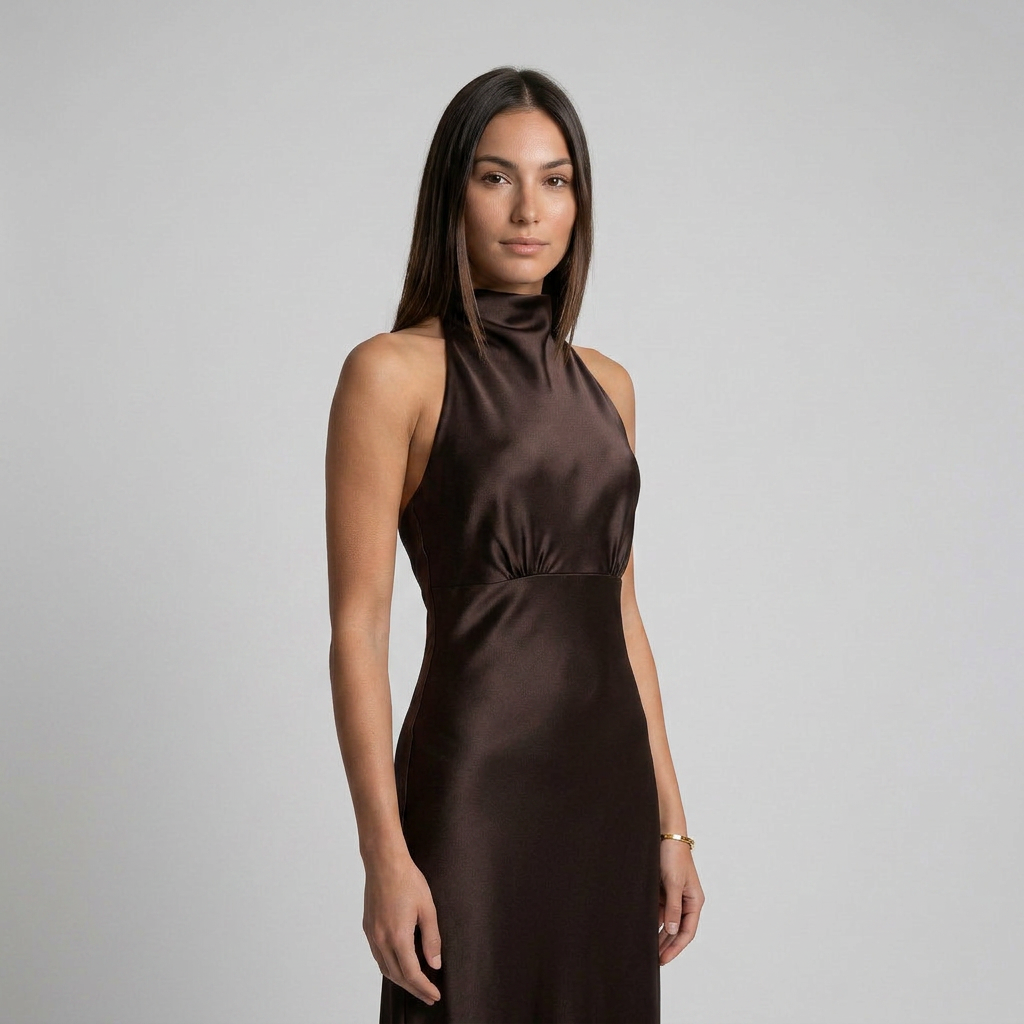Vestido Lena Satinado de Corte Fluido con Espalda Abierta
