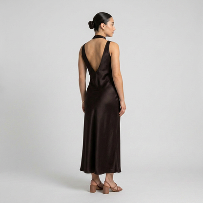 Vestido Lena Satinado de Corte Fluido con Espalda Abierta