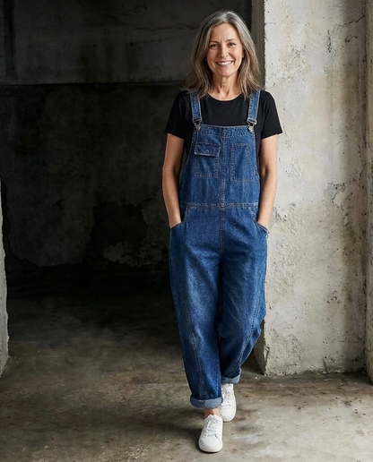 Pantalones de peto holgados de denim