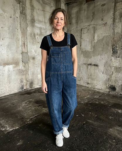 Pantalones de peto holgados de denim