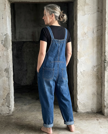 Pantalones de peto holgados de denim