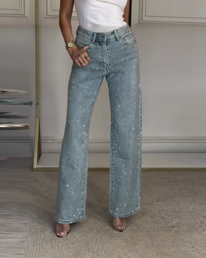 Vaqueros de pierna recta con strass