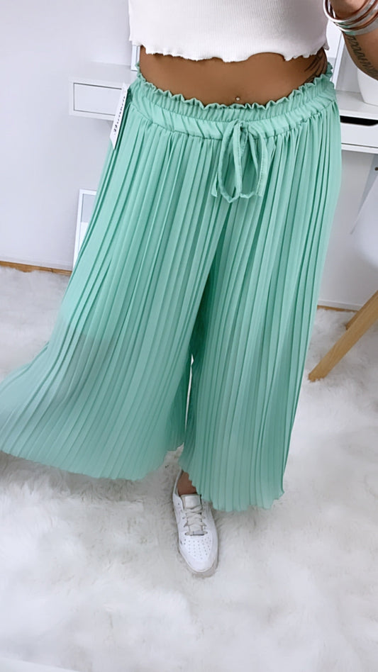 Pantalones plisados menta - turquesa