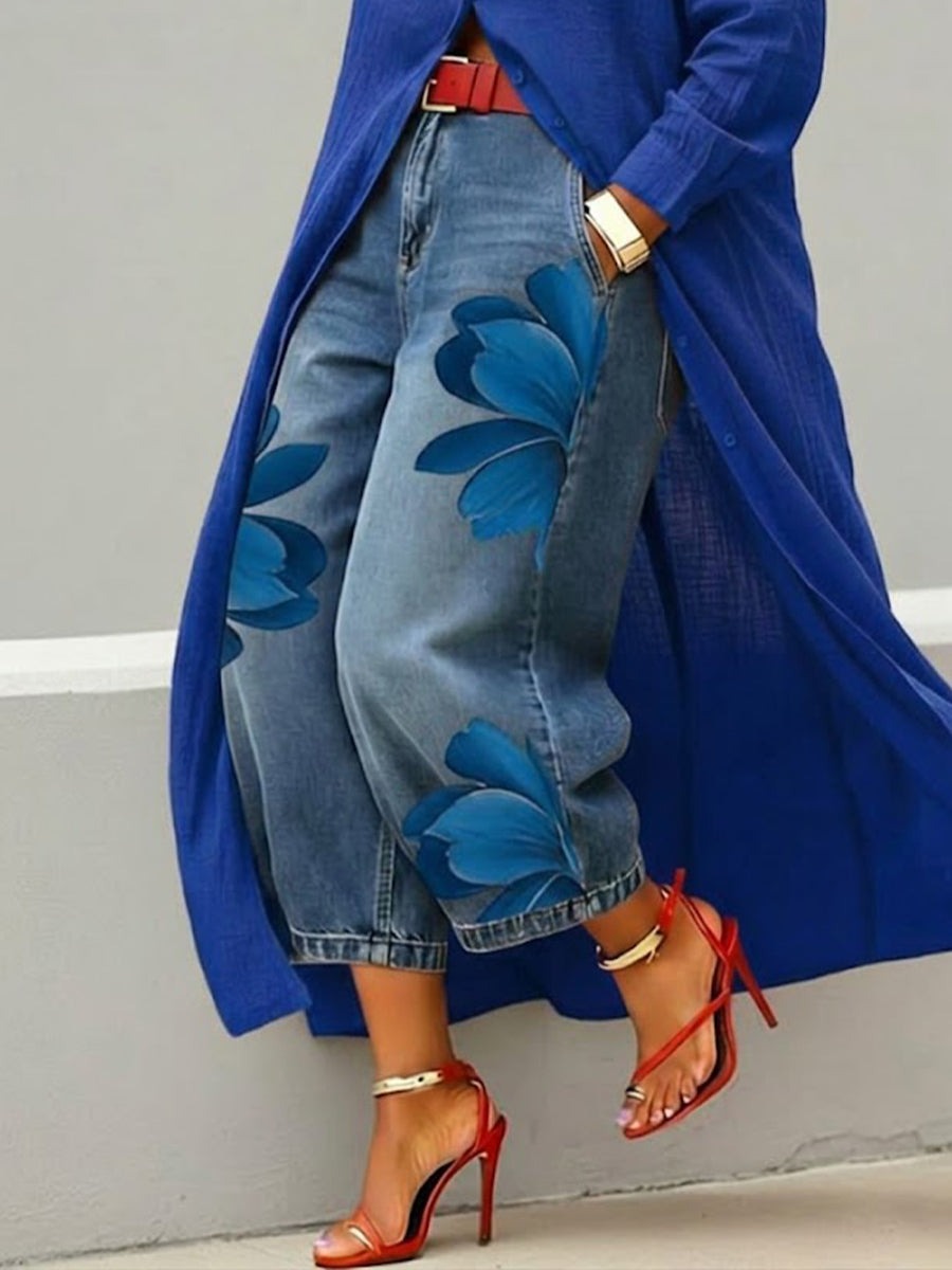 Conjunto Red Flower vaqueros + camisa