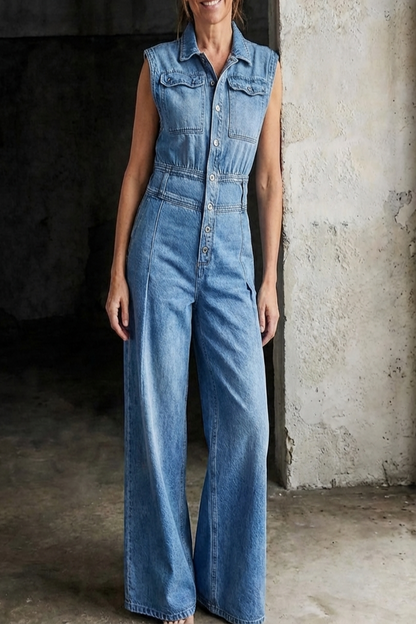 Mono de denim holgado y entallado