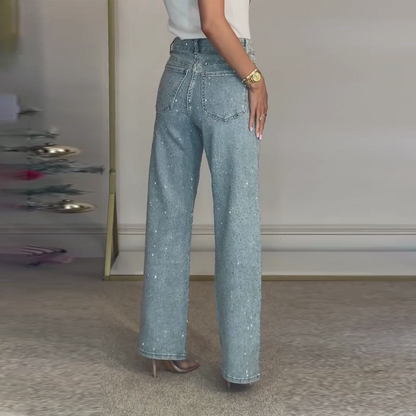 Vaqueros de pierna recta con strass